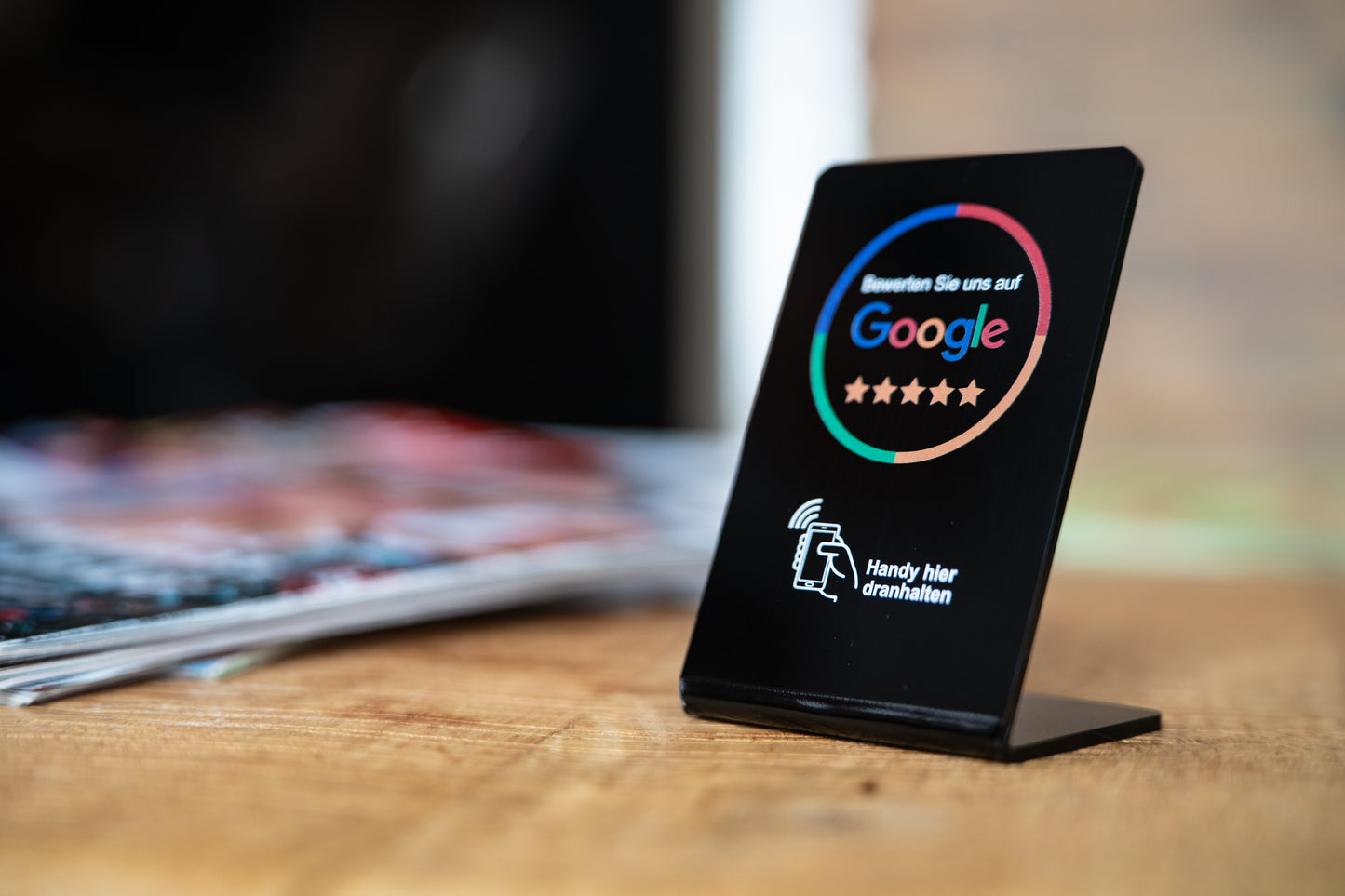 Google NFC Bewertung Aufsteller schwarz