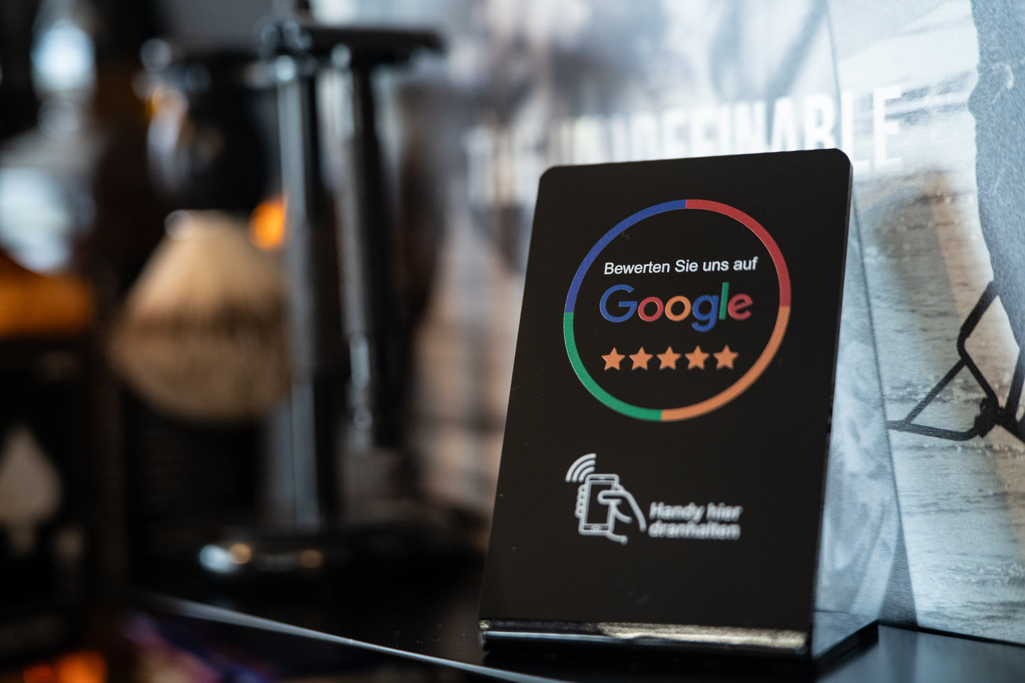 Google NFC Bewertung Aufsteller schwarz